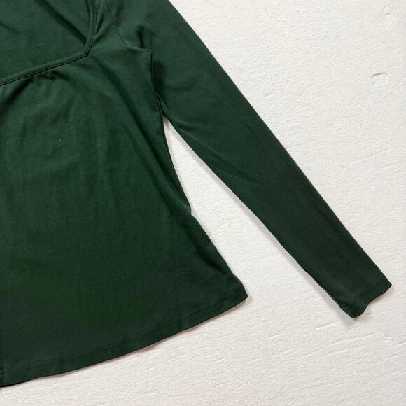 Shein Dark Green Square Neck Fitted Long Sleeve Top, Size XS - Picture 3 of 6